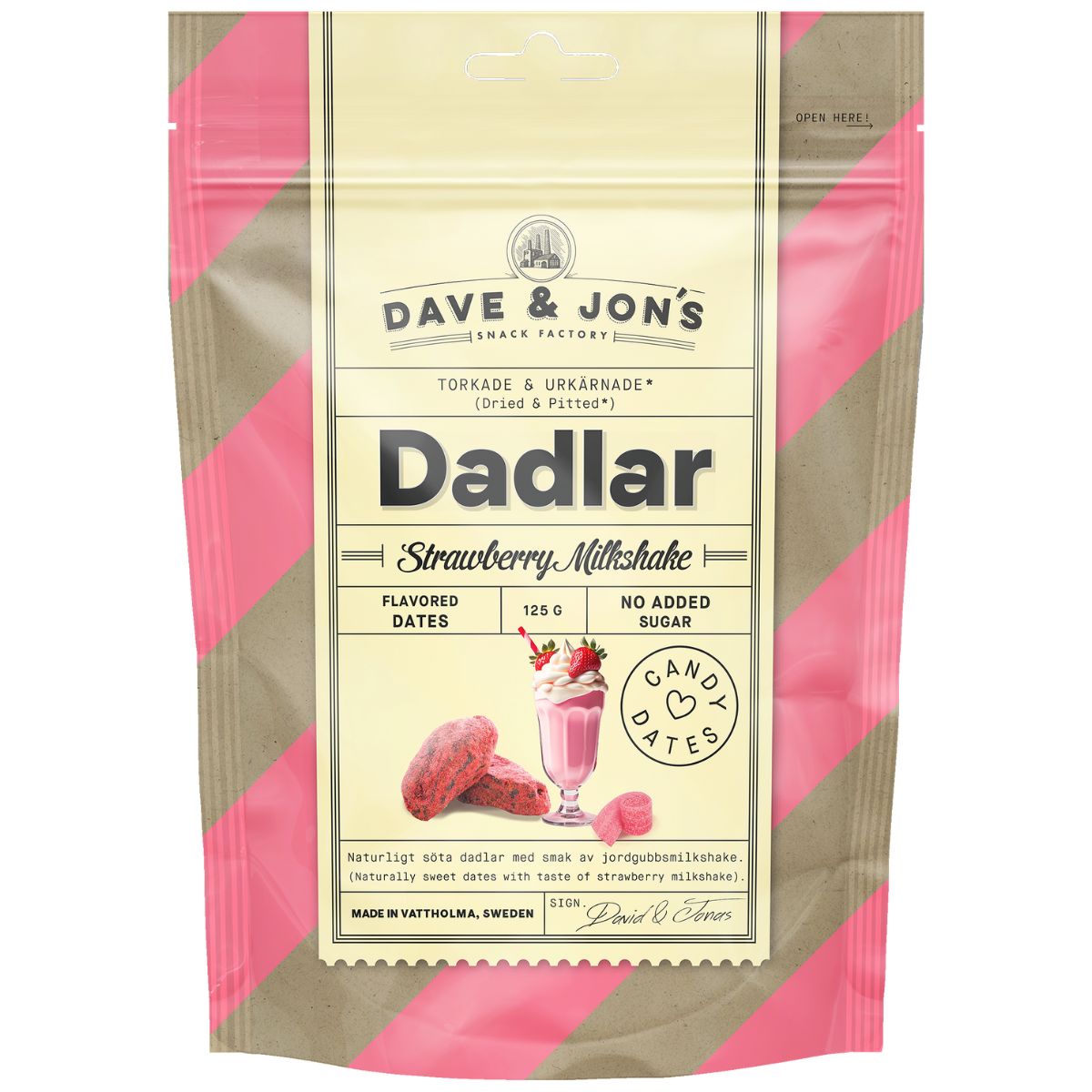 Dave & Jon’s maitsestatud datlid – Strawberry Milkshake 125 g